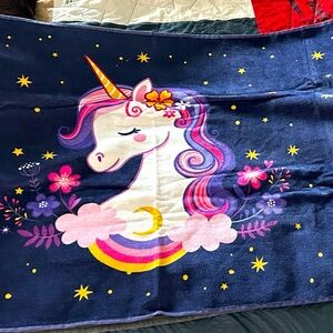 Enchanting Unicorn Kids Towel - Navy and Purple